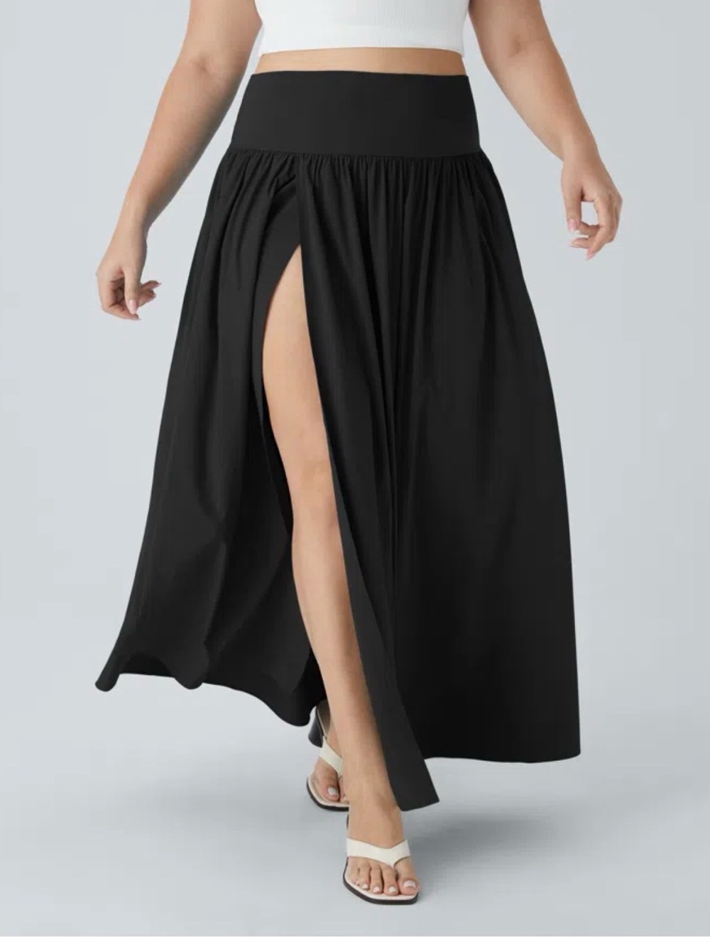 HALARA Black Maxi Skirt with High Side Slit
